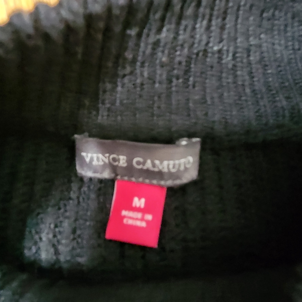 Vince Camuto Black Crewneck Women's Sweater With Dot Detail On The Sleeve Size M - Picture 6 of 8